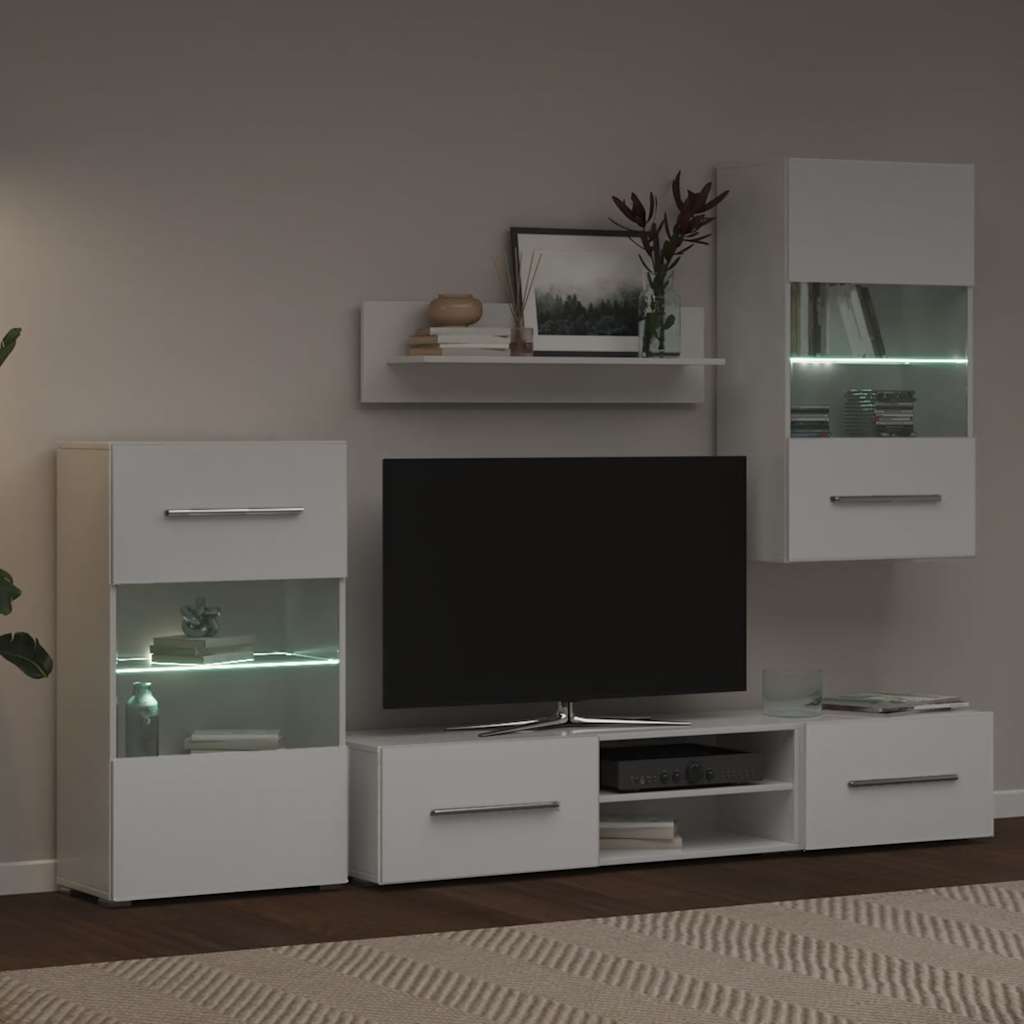 TV jedinice od 5 dijelova s LED rasvjetom Mat bijelo