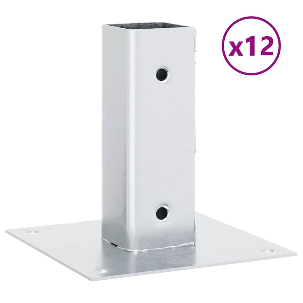 Postolja za stupove kvadratna 12 kom 51x51 mm pocinčani čelik