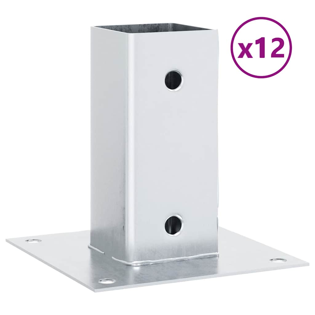 Postolja za stupove kvadratna 12 kom 61x61 mm pocinčani čelik