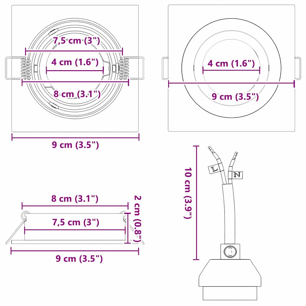 Reflektor 24 pcs Srebrno 9 x 9 x 2 cm Aluminij