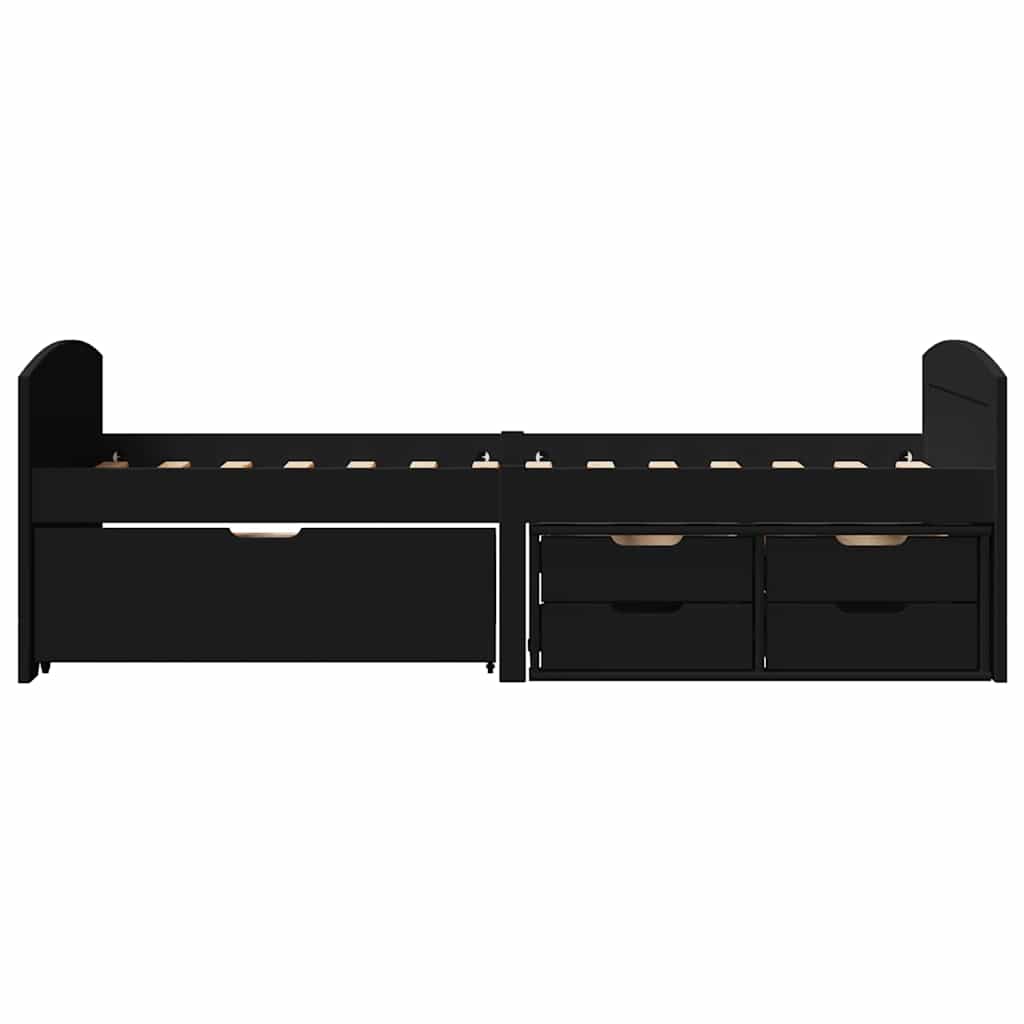 Dnevni krevet s 5 ladica bez madraca "IRUN" crni 90x200 cm