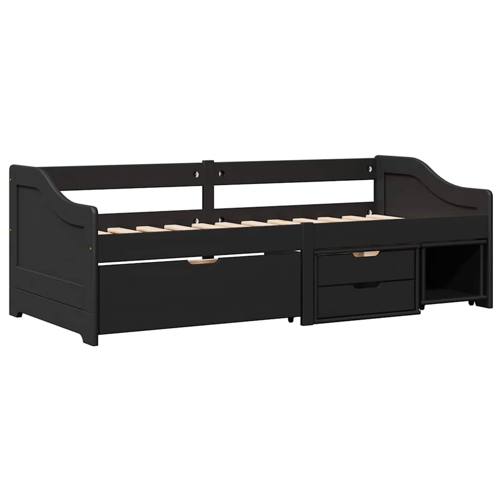 Dnevni krevet s 3 ladice bez madraca "IRUN" crni 90x200 cm