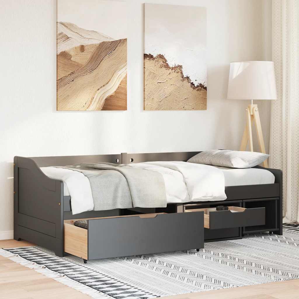Dnevni krevet s 3 ladice bez madraca "IRUN" crni 90x200 cm