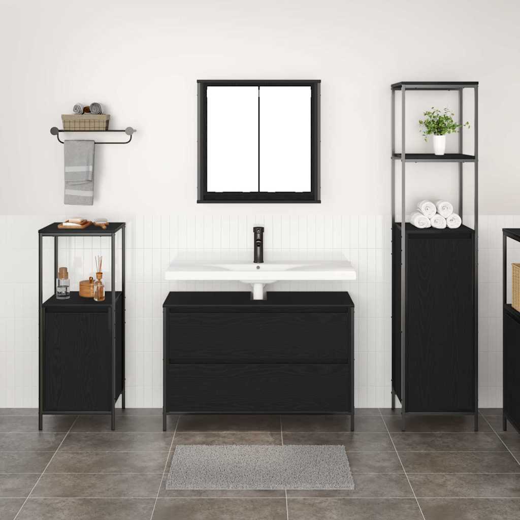 Set namještaja za kupaonicu 3 pcs Crni hrast Konstruirano drvo