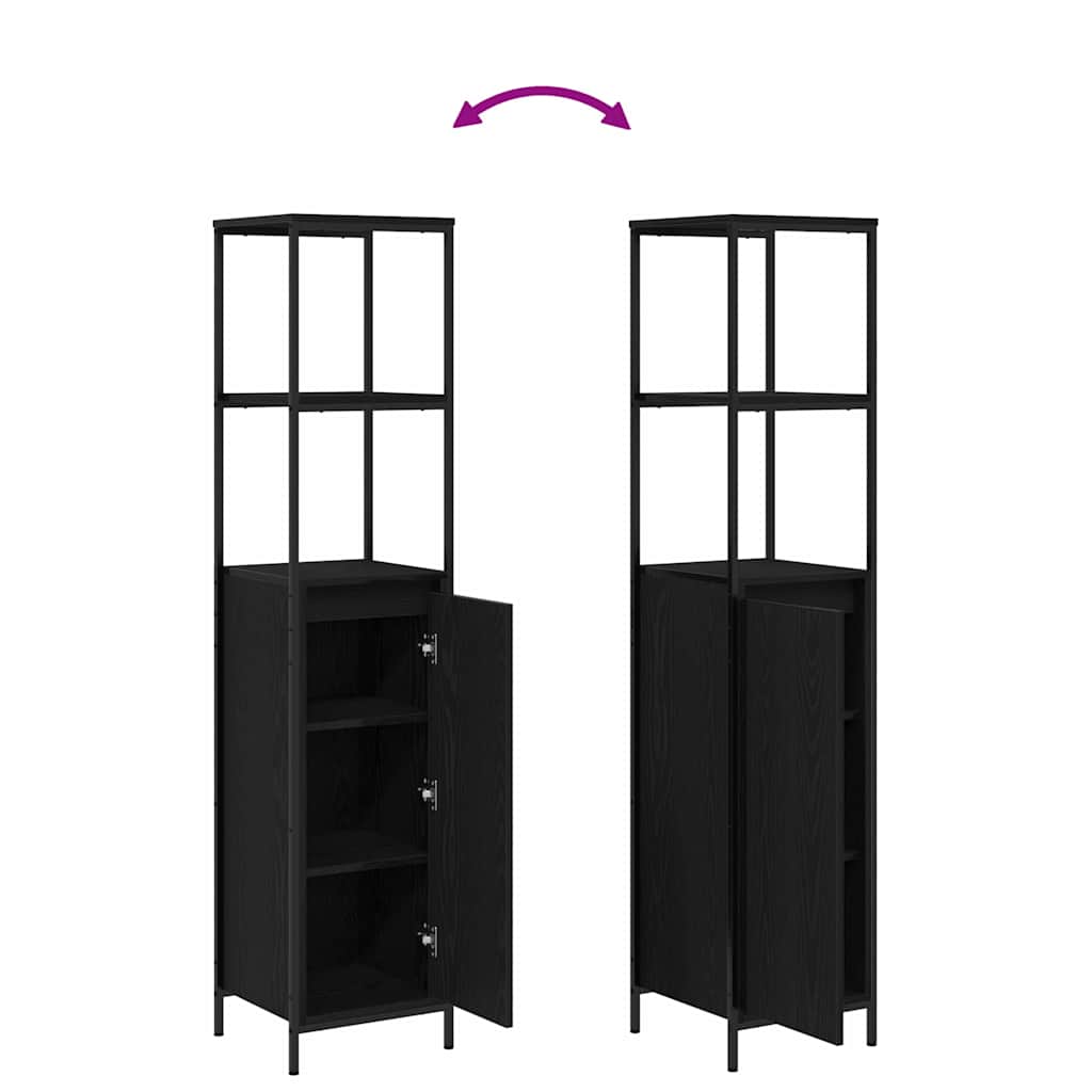 Set namještaja za kupaonicu 3 pcs Crni hrast Konstruirano drvo