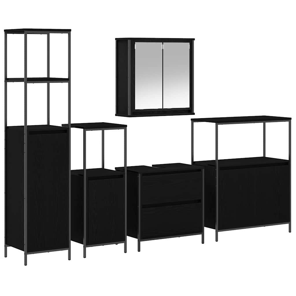Set namještaja za kupaonicu Zidne 5 pcs Crna Konstruirano drvo