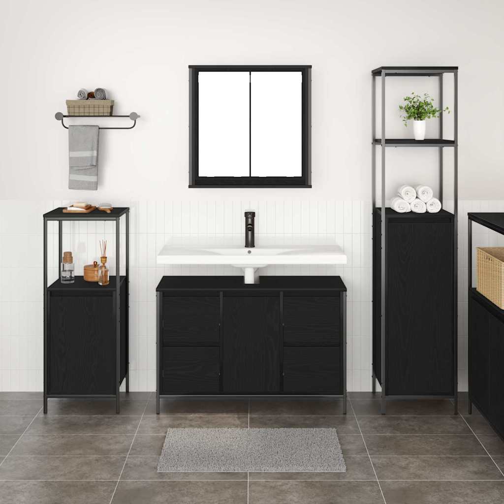 Set namještaja za kupaonicu 3 pcs Crni hrast Konstruirano drvo