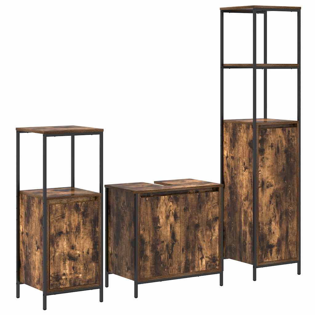 Set namještaja za kupaonicu Zidne 3 pcs Dimnjeni hrast i crna