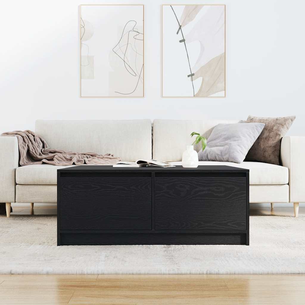 stol za kavu s ladicama crni hrast 100x100x40 cm