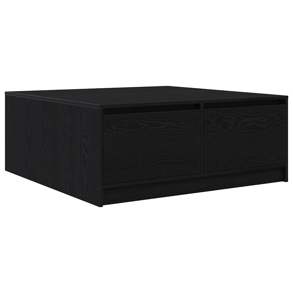 stol za kavu s ladicama crni hrast 100x100x40 cm
