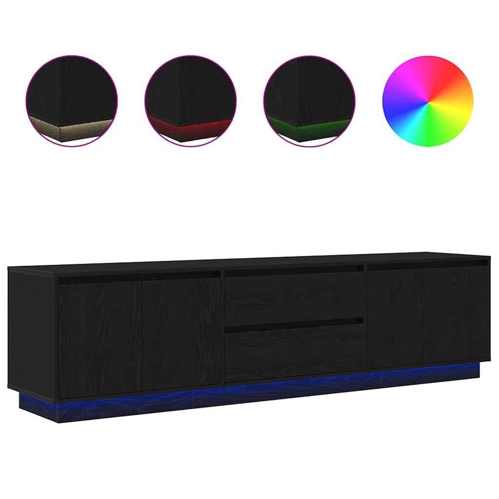 TV ormarić s LED svjetlima crni hrast 193,5x41x50 cm