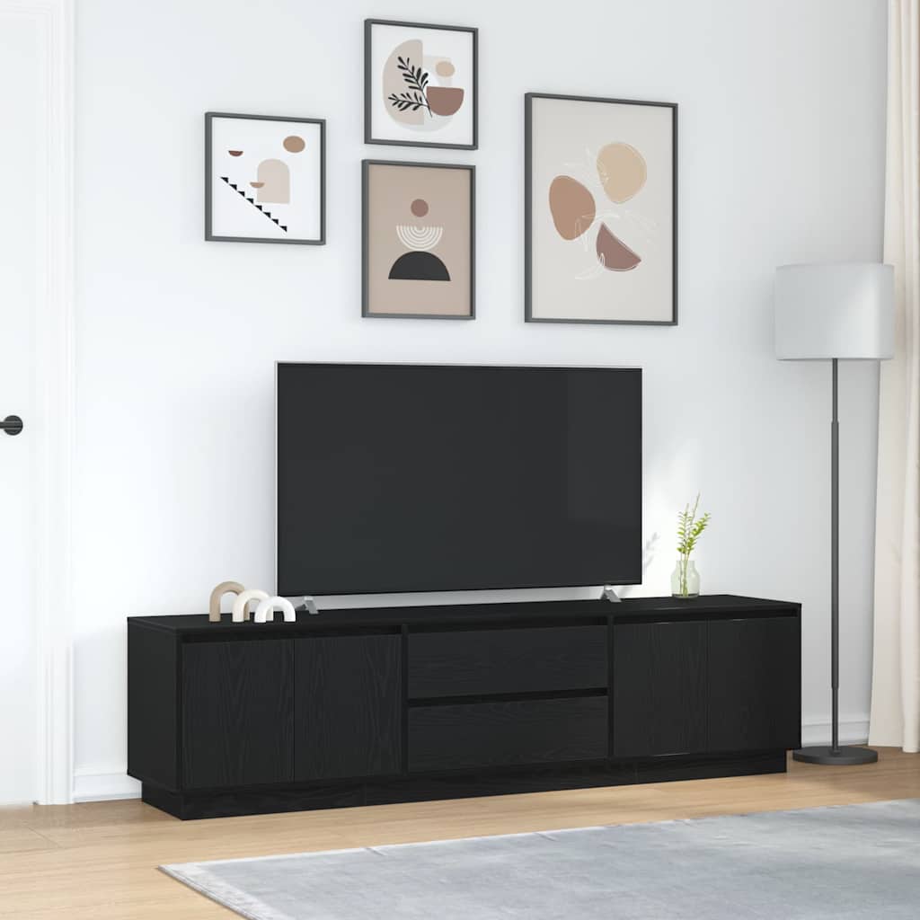 TV ormarić s LED svjetlima crni hrast 193,5x41x50 cm