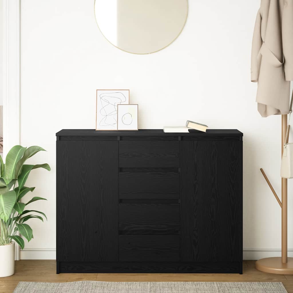 Komoda s ladicama crni hrast 100,5x35x76 cm konstruirano drvo