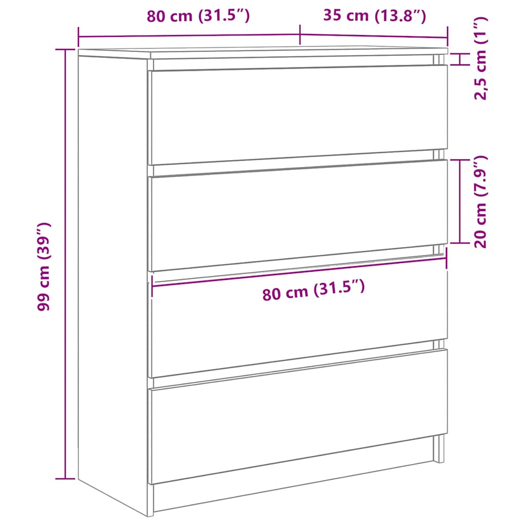 Komoda boja hrasta sonome 80x35x99 cm konstruirano drvo