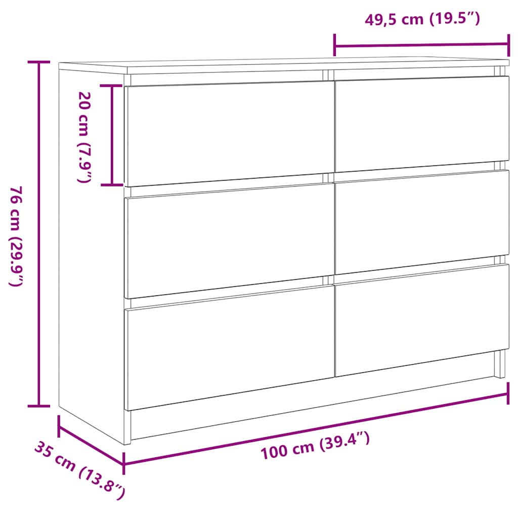 Komoda staro drvo 100x35x76 cm od konstruiranog drva