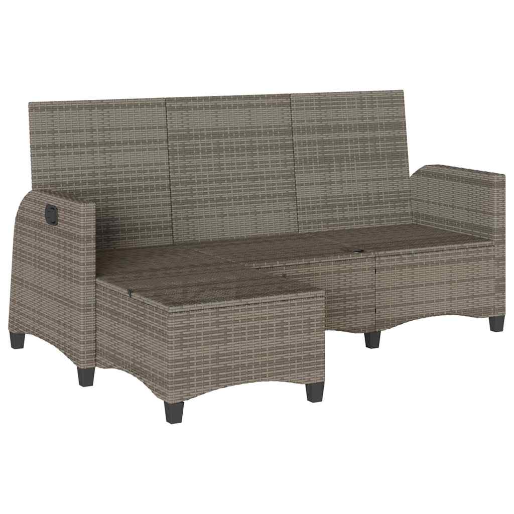 vrtna sofa za ležanje s jastucima sivi poliratan obliku slova L