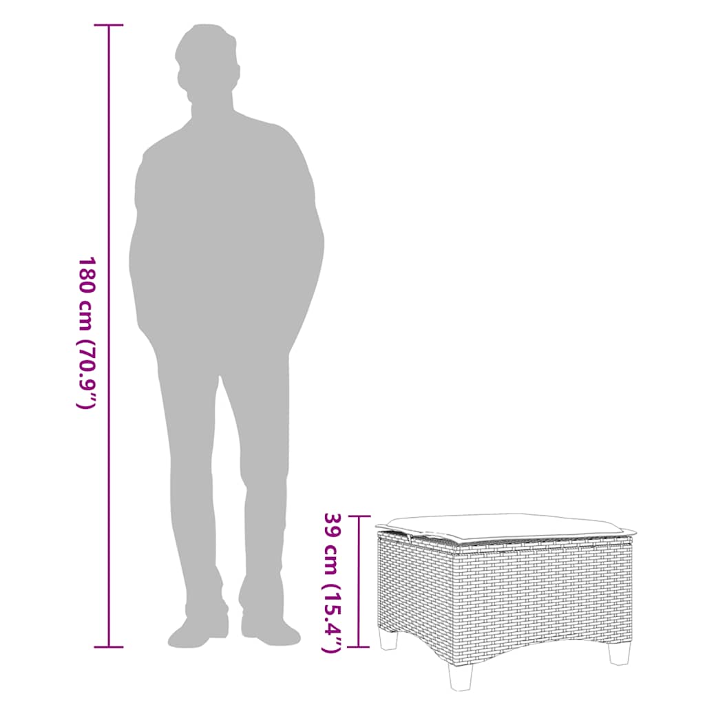 Vrtni tabure s jastucima 2 kom bež 55x55x36 cm poliratan