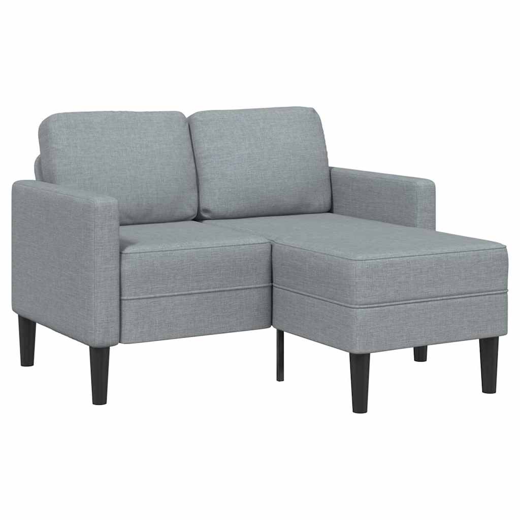 Dvosjed s ležaljkom L-oblika svijetlo siva 125 cm tkanina