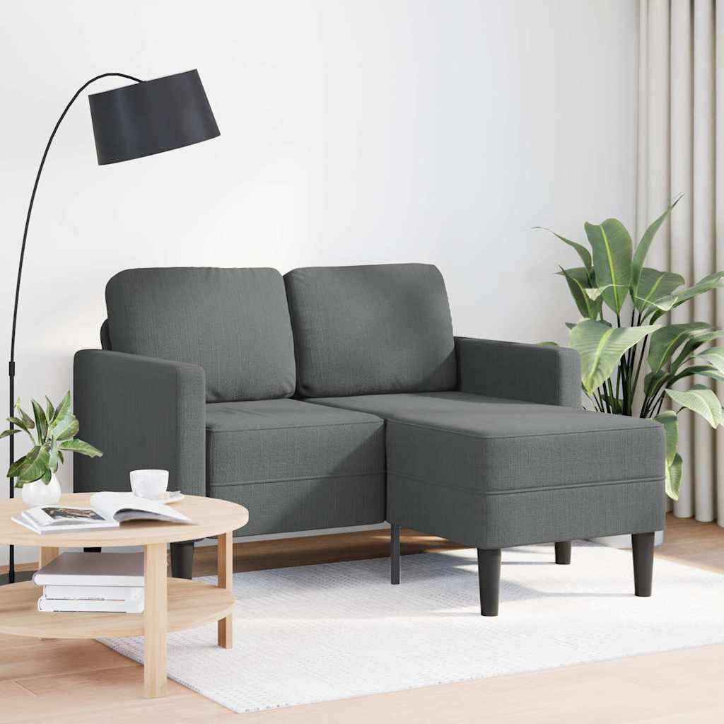 Dvosjed s ležaljkom u obliku slova L, tamno siva, tkanina, 125 cm