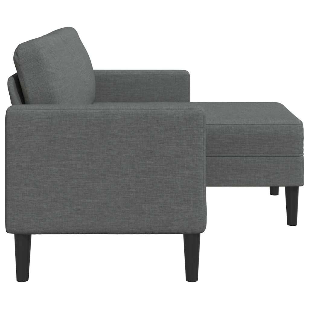 Dvosjed s ležaljkom u obliku slova L, tamno siva, tkanina, 125 cm