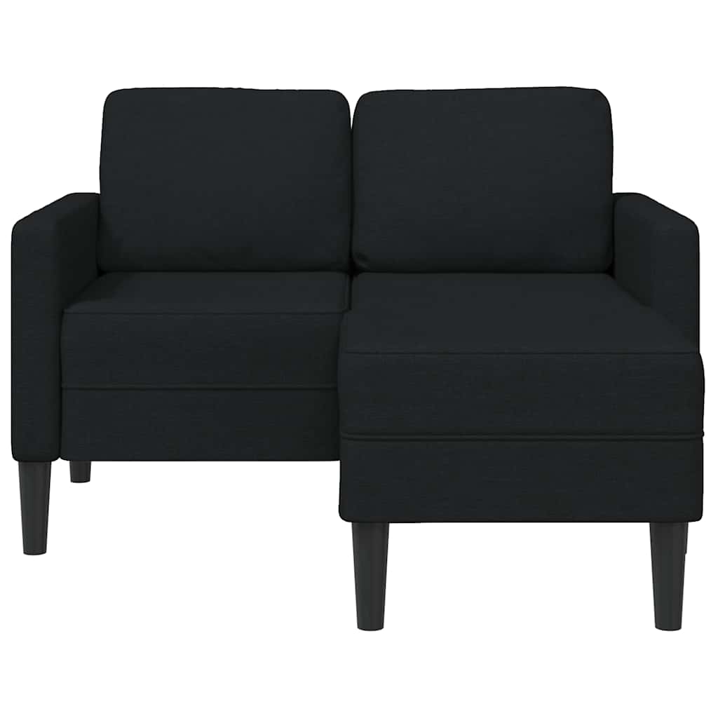 Sofa 2-sjed s ležaljkom u obliku slova L, crna tkanina 125 cm