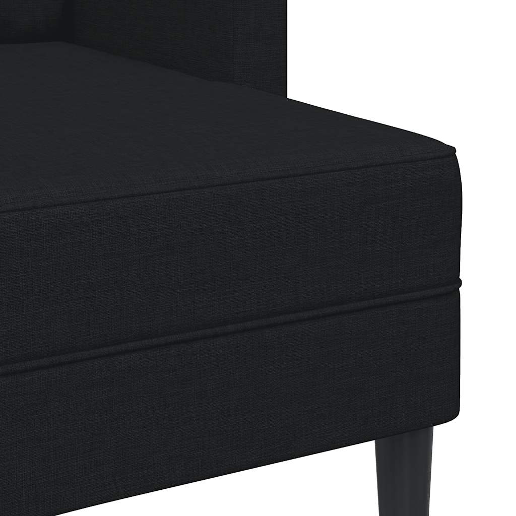 Sofa 2-sjed s ležaljkom u obliku slova L, crna tkanina 125 cm