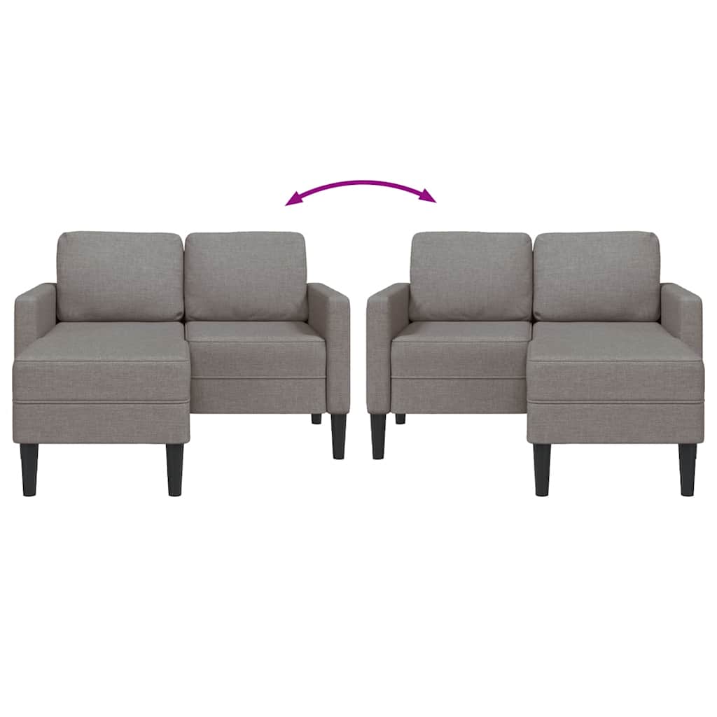 Sofa 2-sjed s ležaljkom u obliku slova L Taupe 125 cm tkanina