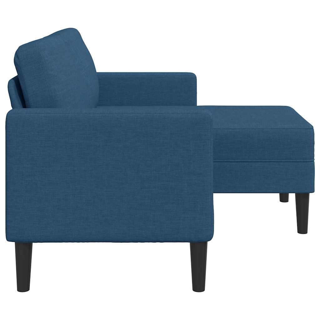 Sofa 2-sjed s ležaljkom u obliku slova L plava 125 cm tkanina