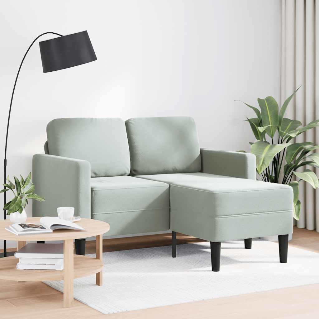 Sofa 2-sjed s ležaljkom u obliku slova L svijetlo siva 125 cm