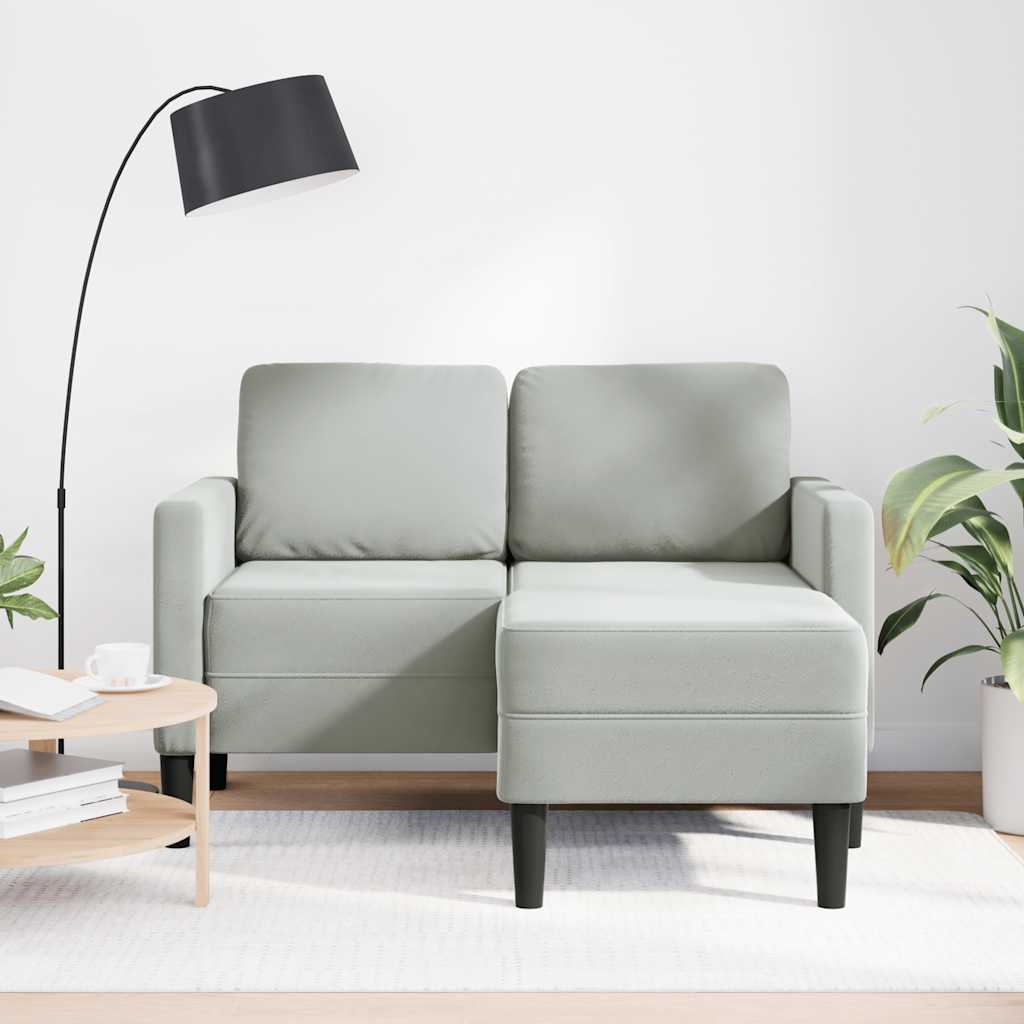 Sofa 2-sjed s ležaljkom u obliku slova L svijetlo siva 125 cm
