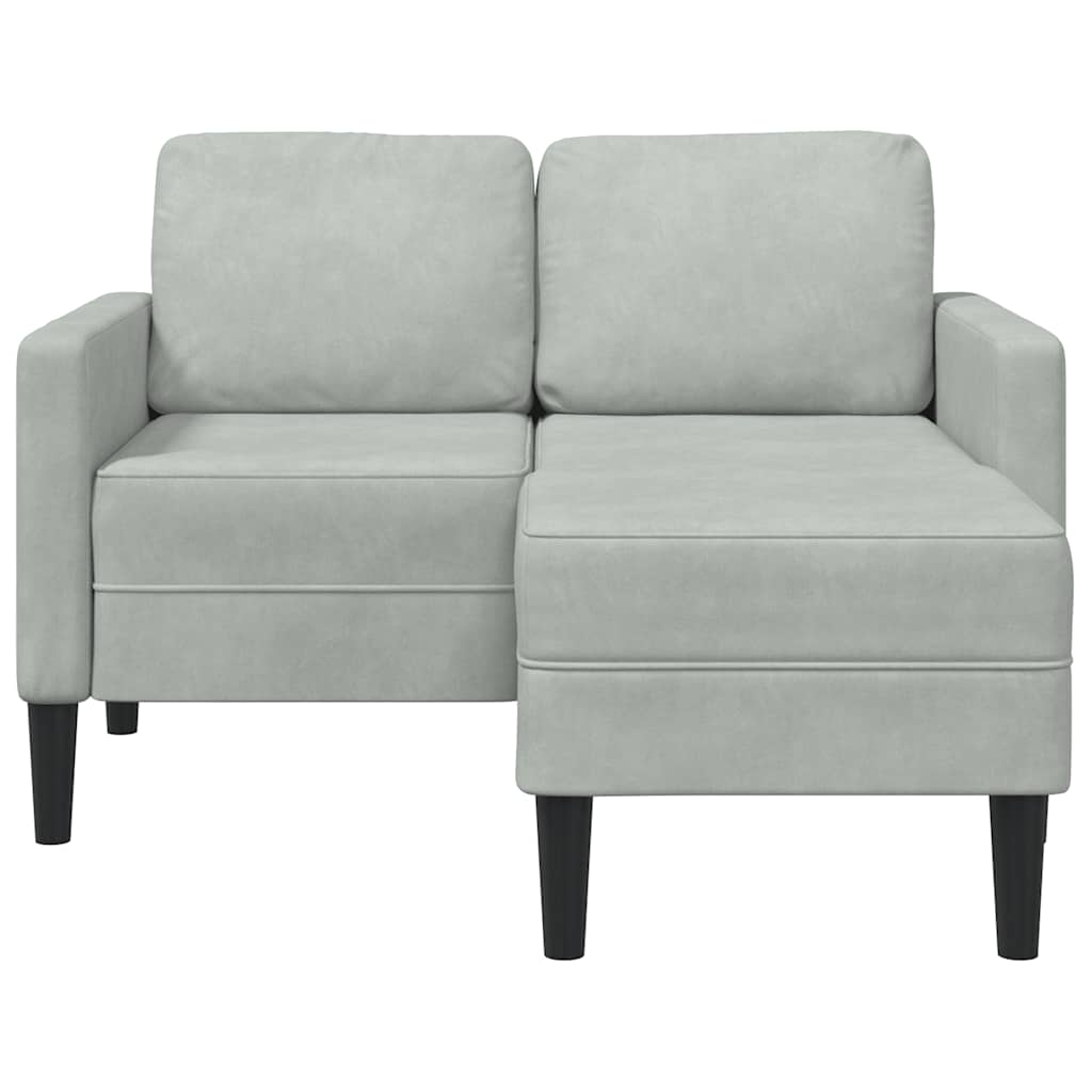 Sofa 2-sjed s ležaljkom u obliku slova L svijetlo siva 125 cm