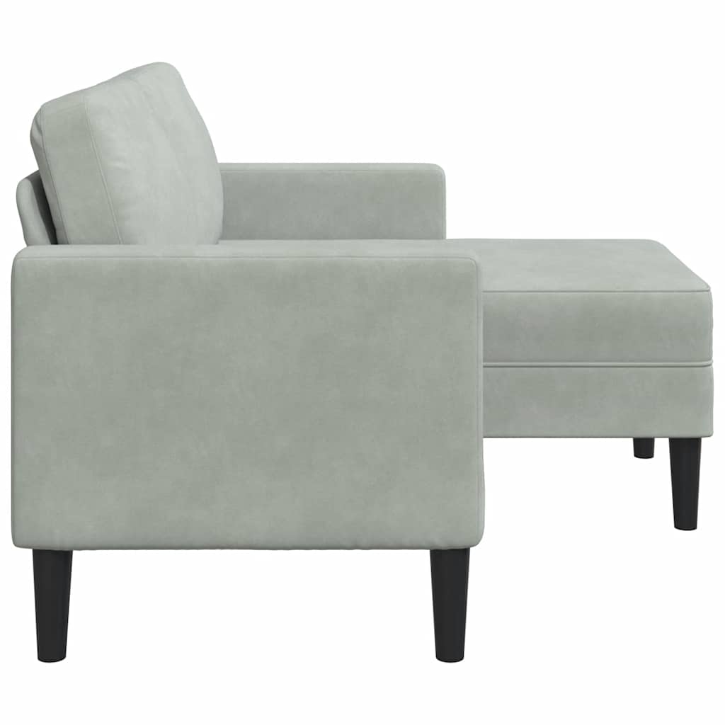 Sofa 2-sjed s ležaljkom u obliku slova L svijetlo siva 125 cm