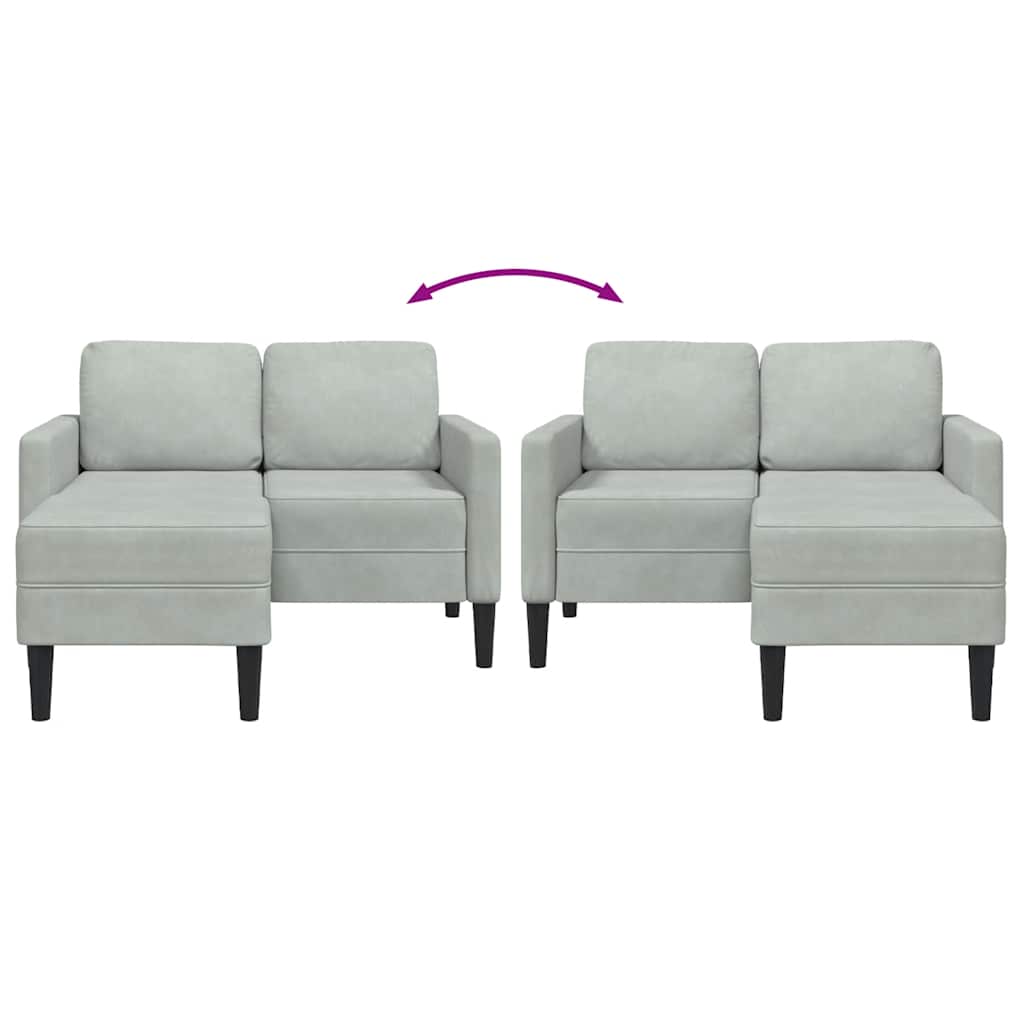 Sofa 2-sjed s ležaljkom u obliku slova L svijetlo siva 125 cm