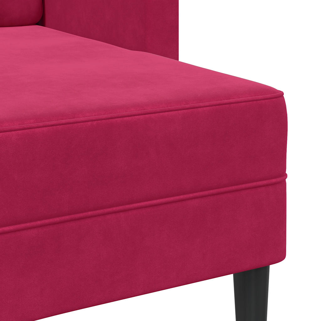 Sofa 2-sjed s ležaljkom u obliku slova L vino crveno 125 cm