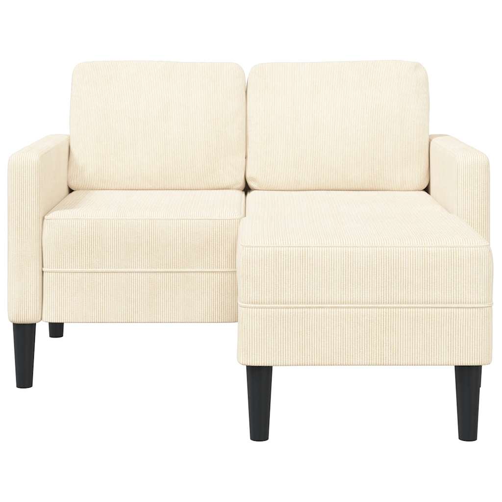 Sofa 2-sjed s ležaljkom u obliku slova L krem 125 cm lan