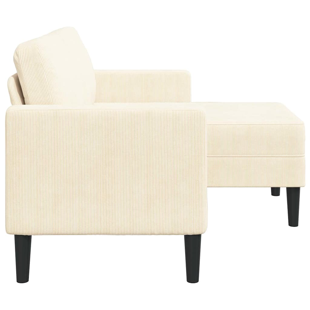 Sofa 2-sjed s ležaljkom u obliku slova L krem 125 cm lan