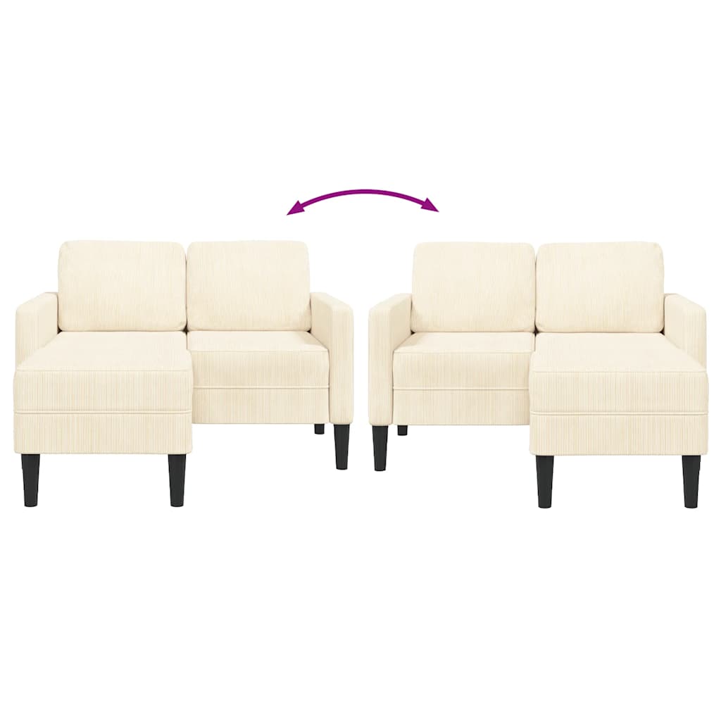 Sofa 2-sjed s ležaljkom u obliku slova L krem 125 cm lan