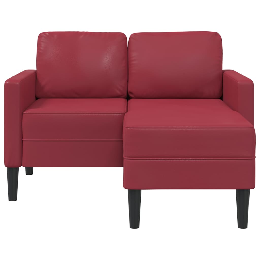Dvosjed s ležaljkom u obliku slova L, vino crvene boje, 125 cm, umjetna koža