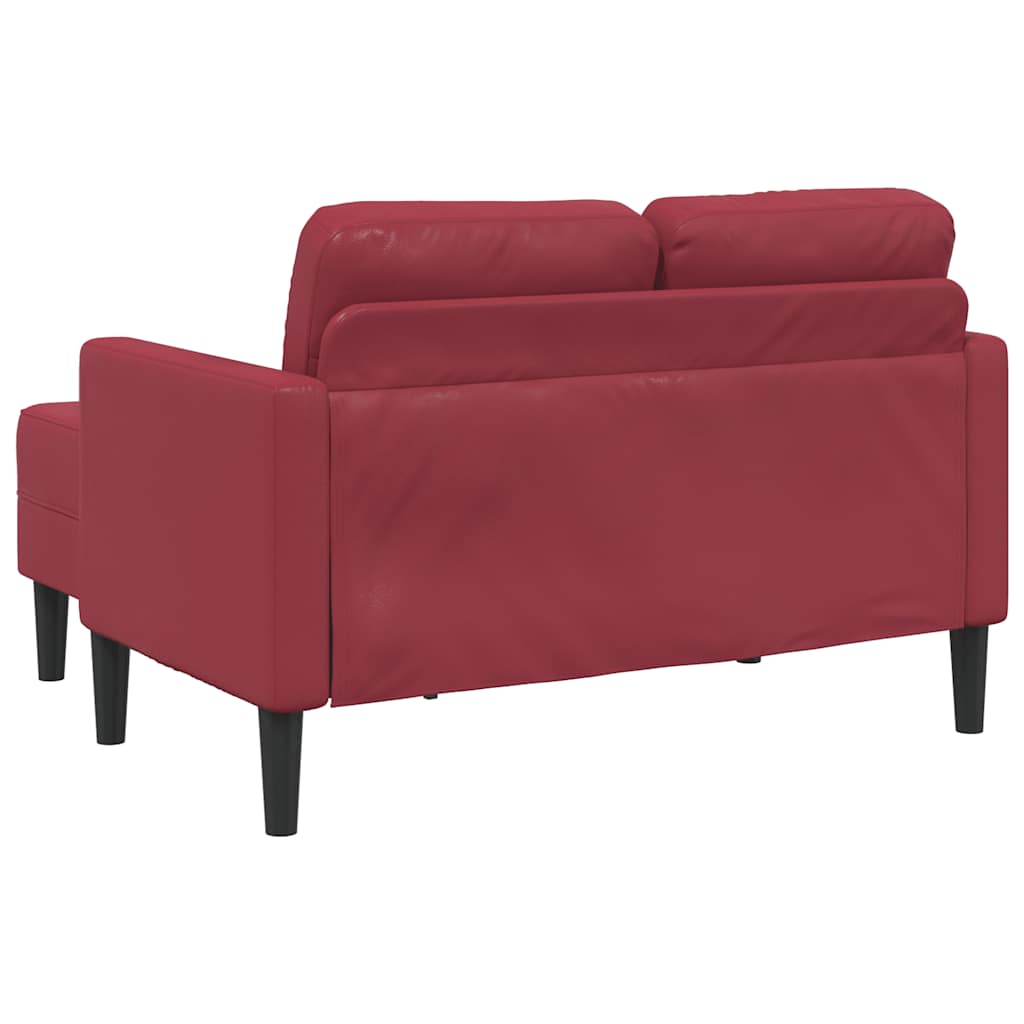 Dvosjed s ležaljkom u obliku slova L, vino crvene boje, 125 cm, umjetna koža
