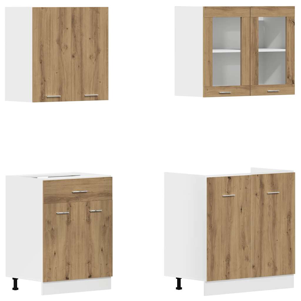 Set kuhinjskih ormarića od 4 dijela "Lyon" Artisan hrast, inženjersko drvo