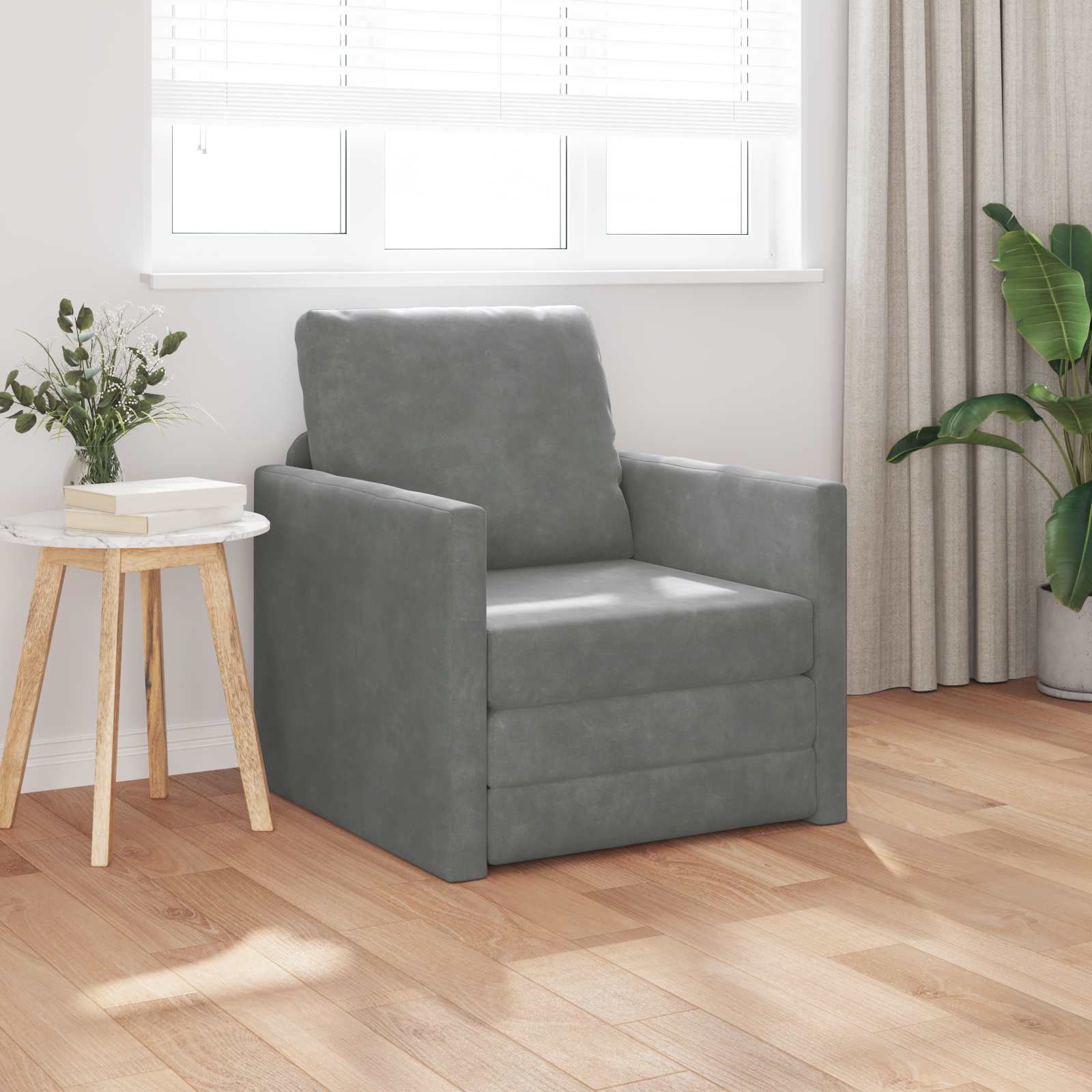 Krevet na razvlačenje Tamno siva 74 x 77 x 81 cm Baršun