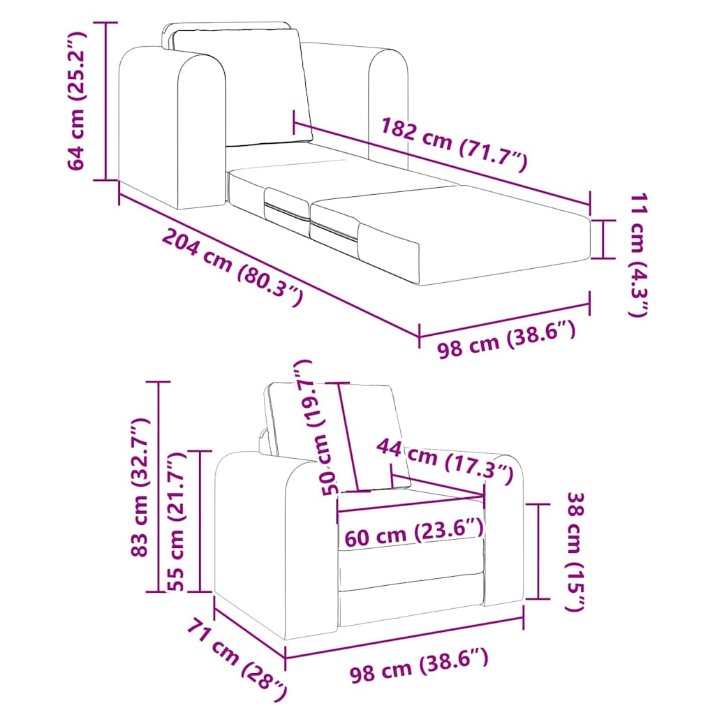 Krevet na razvlačenje Crna 98 x 71 x 83 cm tkanina
