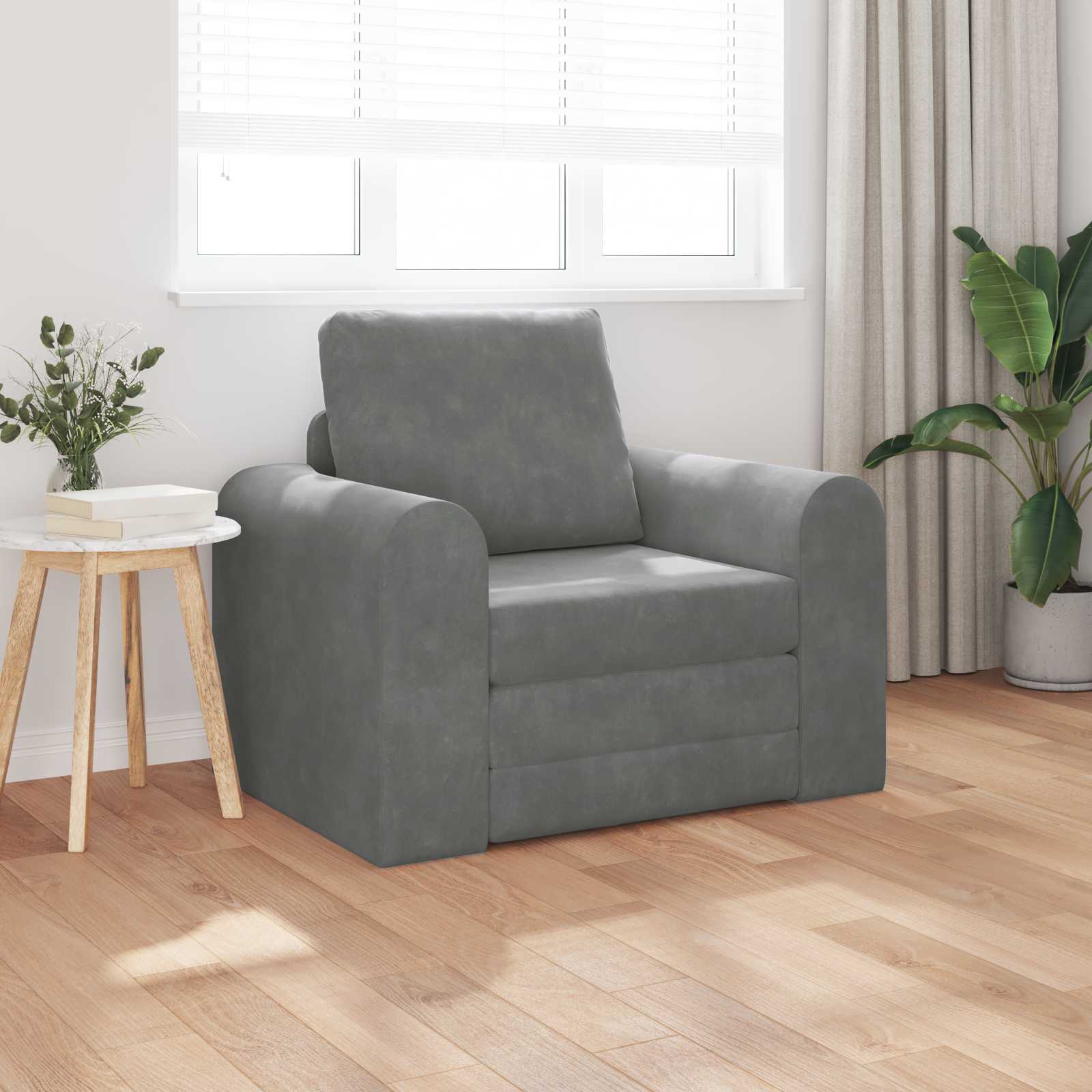 Krevet na razvlačenje Tamno siva 98 x 71 x 83 cm Baršun