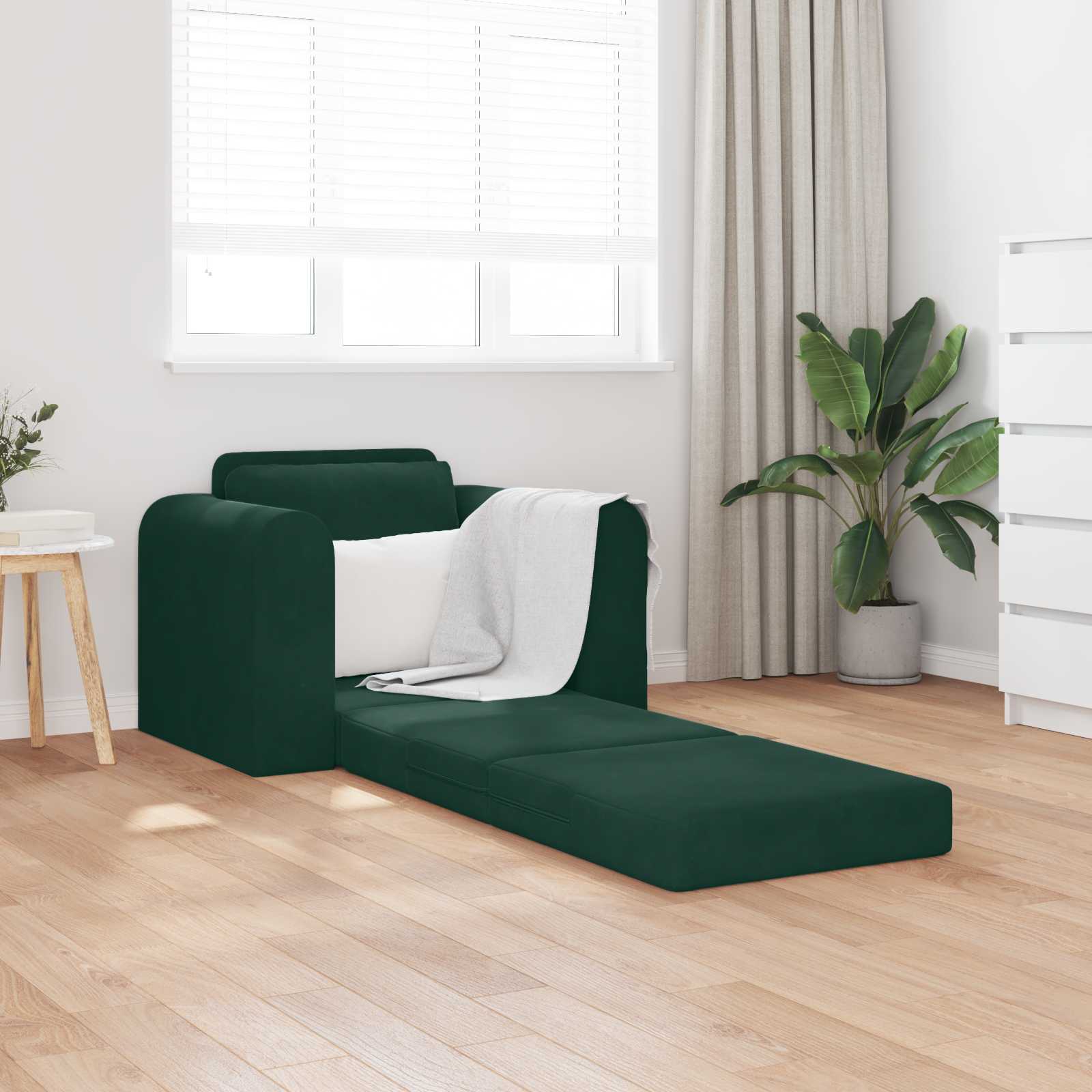 Krevet na razvlačenje Tamnozelena 98 x 71 x 83 cm Baršun
