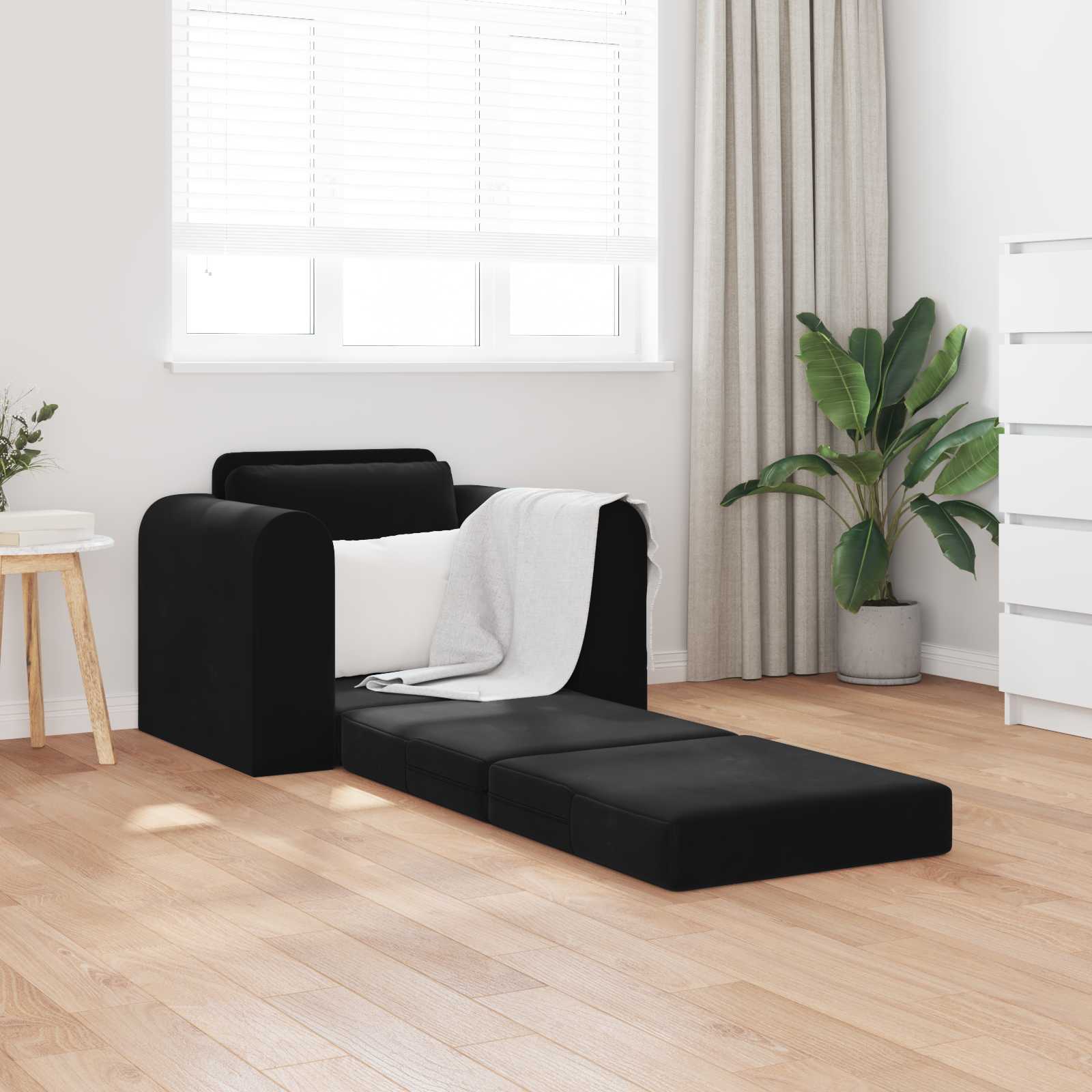 Krevet na razvlačenje Crna 98 x 71 x 83 cm Baršun
