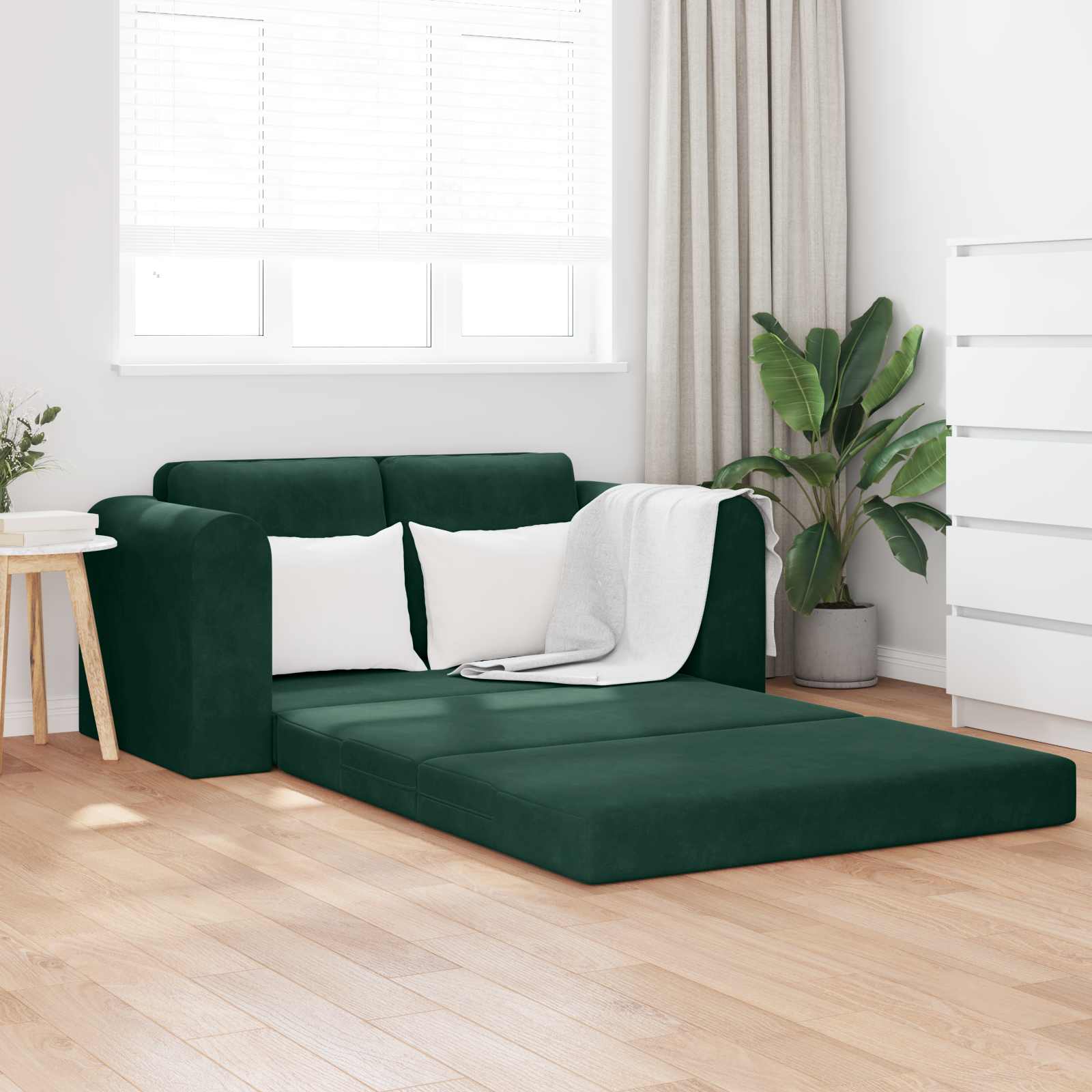 Krevet na razvlačenje Tamnozelena 148 x 71 x 83 cm Baršun