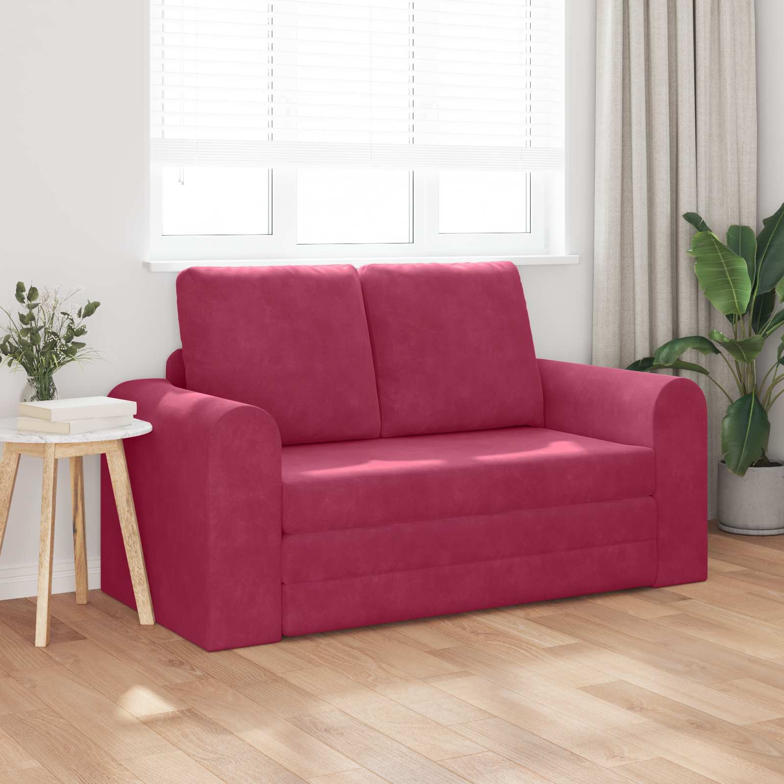 Krevet na razvlačenje Vinska crvena 148 x 71 x 83 cm Baršun