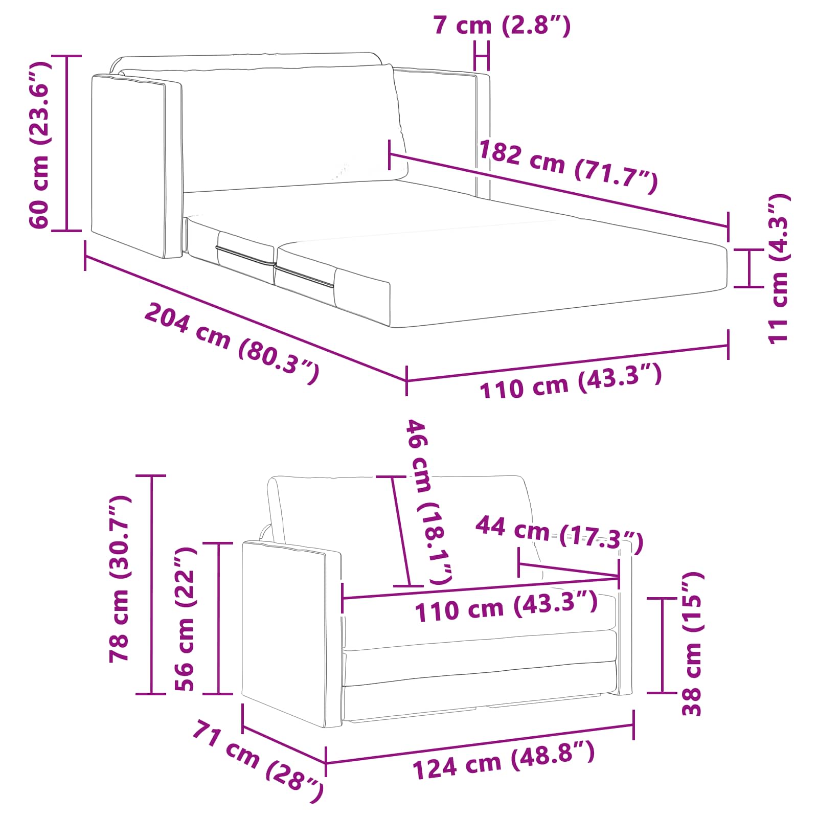 Krevet na razvlačenje 110cm Sivo-smeđa tkanina