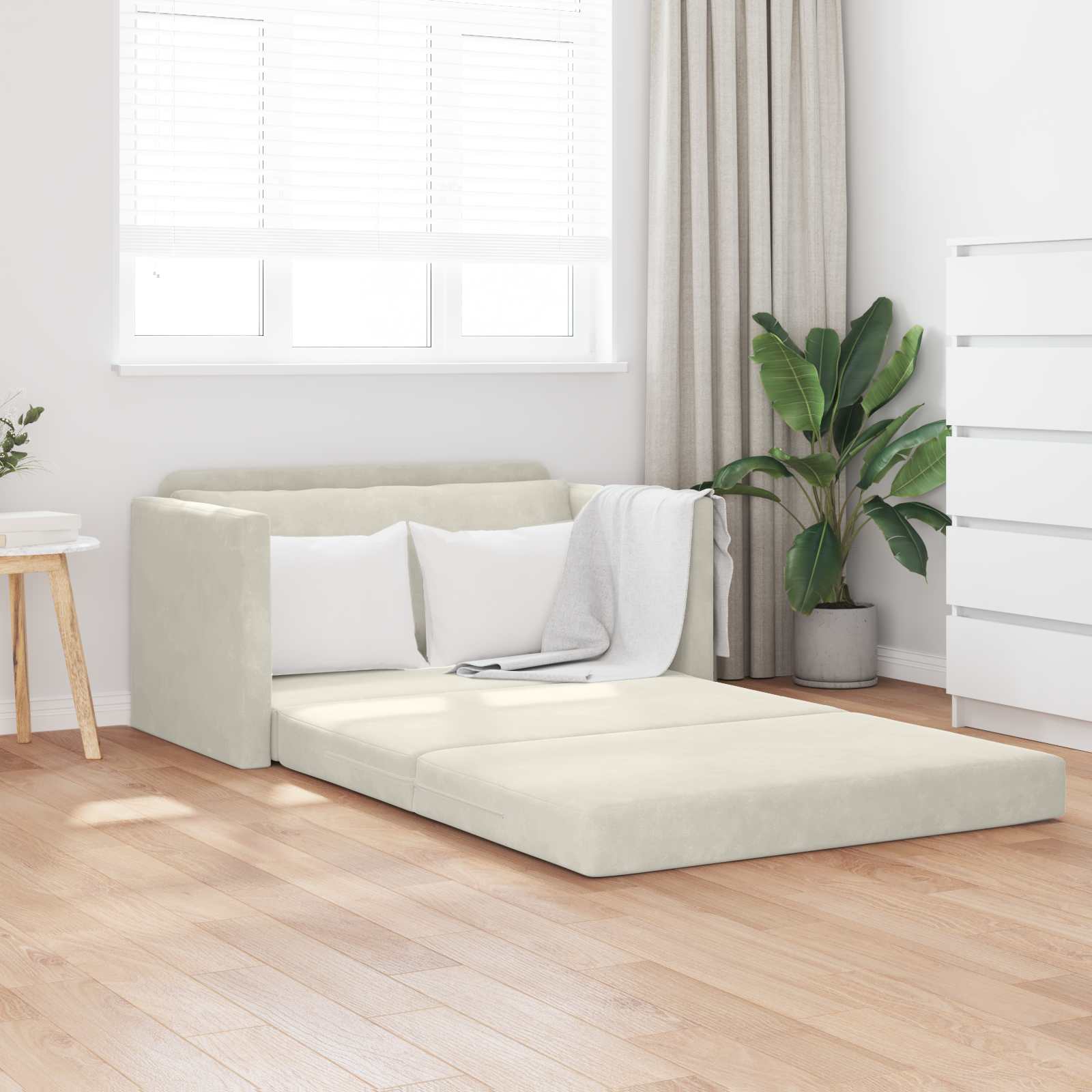 Krevet na razvlačenje Krema 124 x 71 x 78 cm Baršun