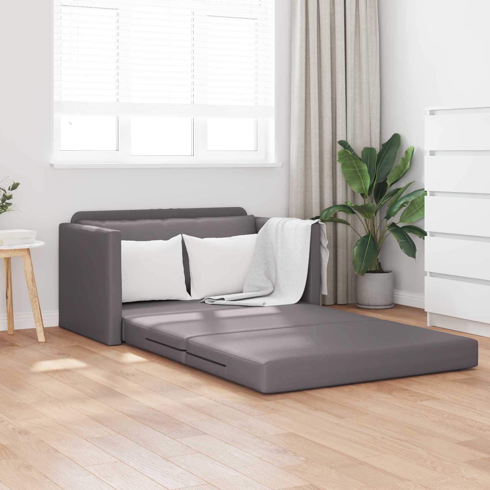 Krevet na razvlačenje Siva 124 x 71 x 78 cm Umjetna koža